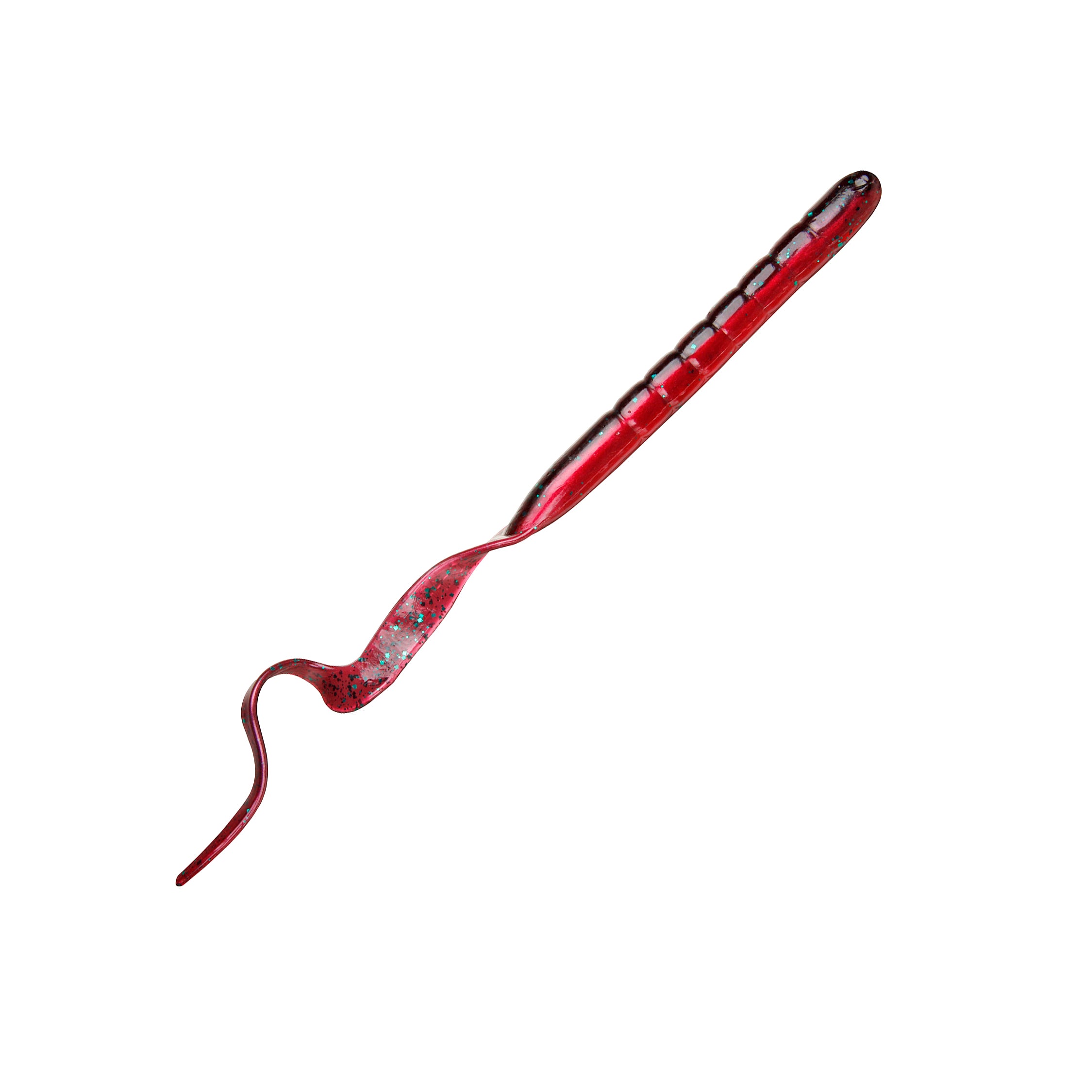 10" swimming worm red shad green glitter