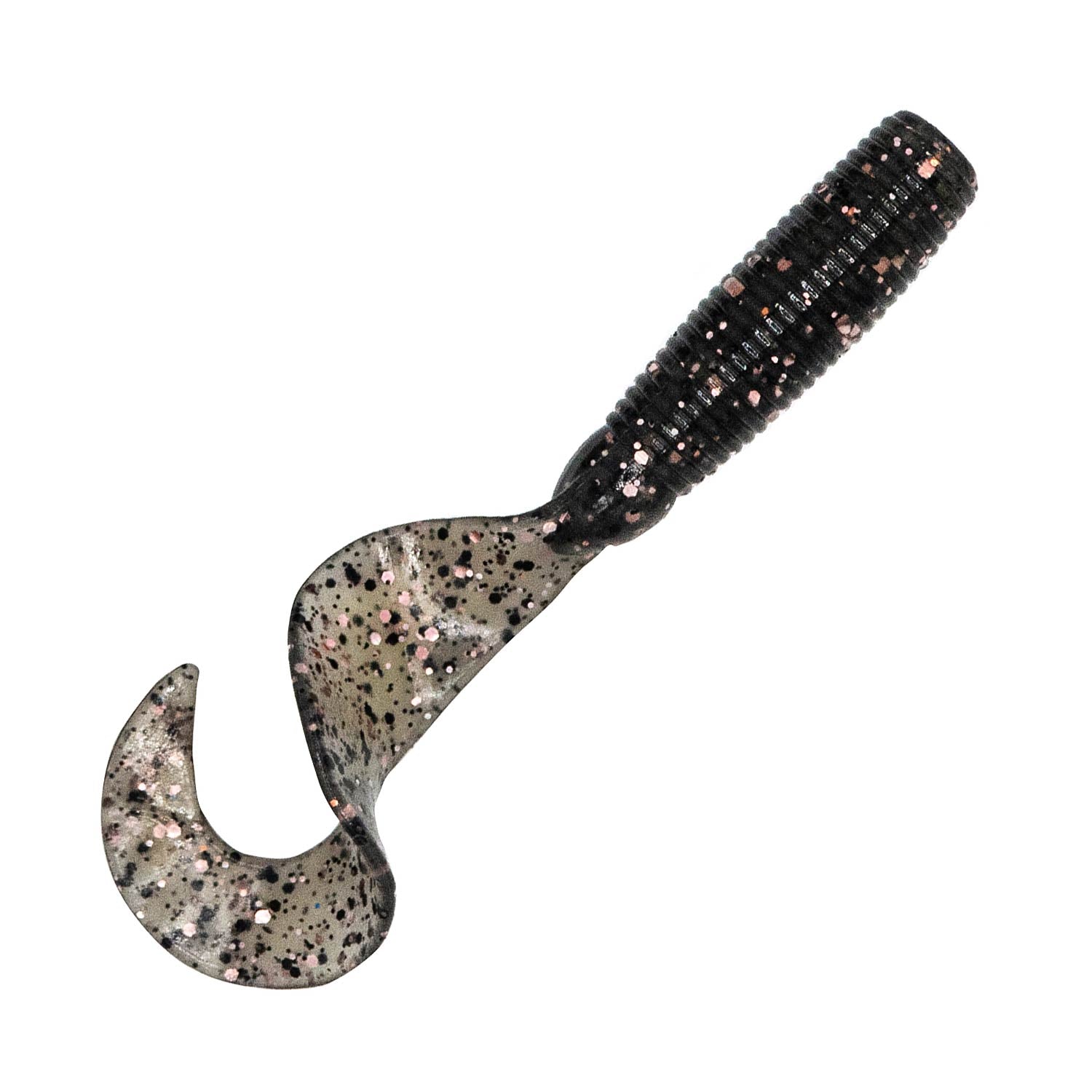 Charlies Worms 5" grub Smoke Black