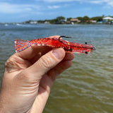 Charlie's Worms Shrimp Trio Top view Clear Red Glitter