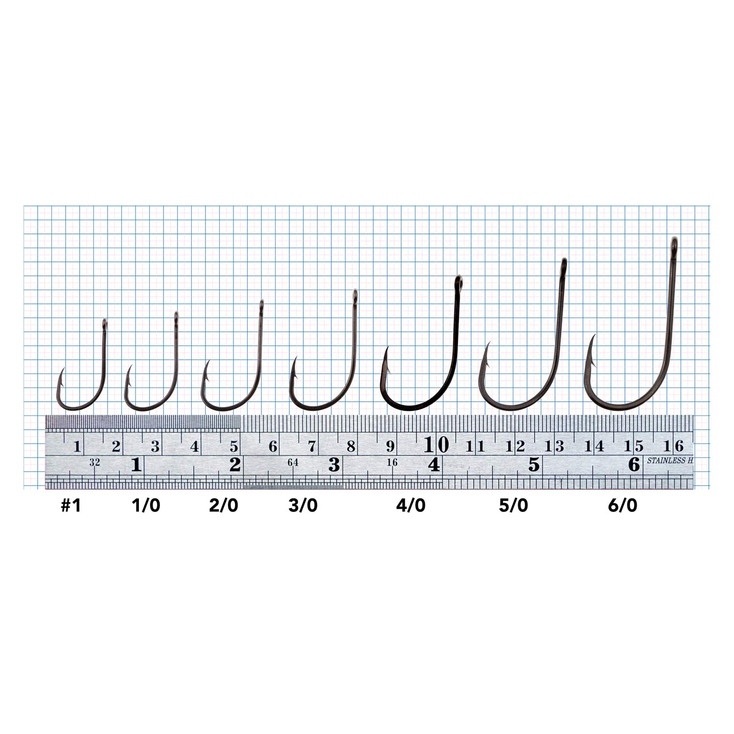 Rite Angler Octopus Beak Straight Hook Kit Size Grid