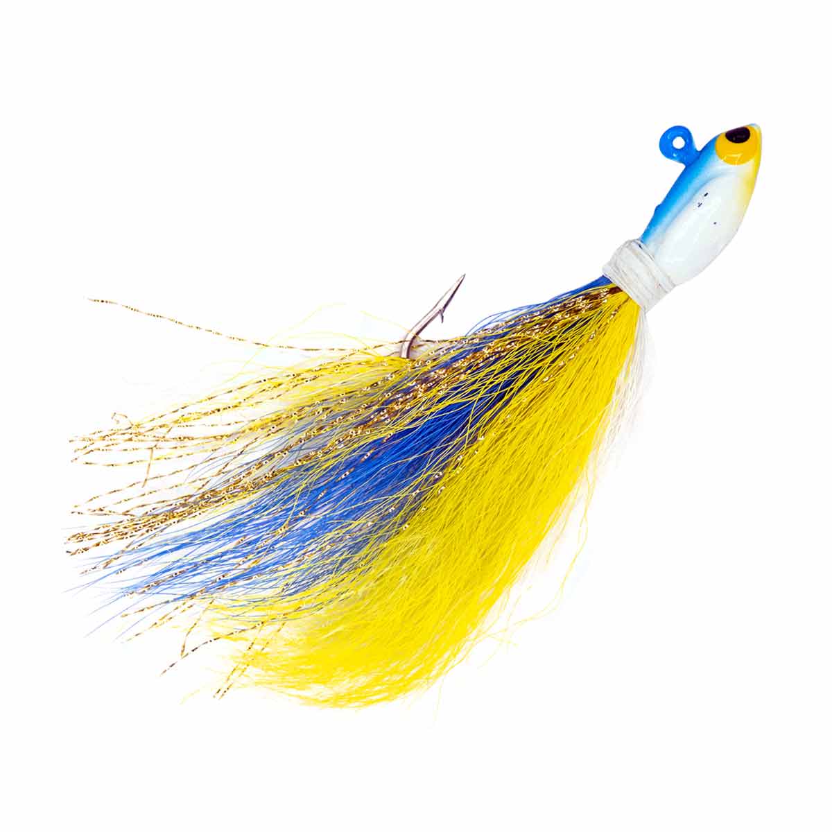 Charlie's 3/8 oz. Potbelly Bucktail Jig - Blue/White/Yellow