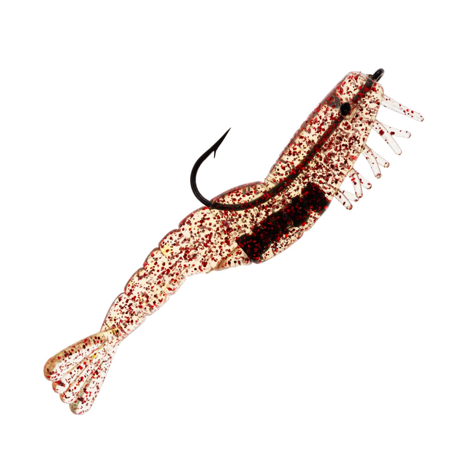 Charlie's Pre-Rigged Shrimp Trio 3/Pk (12 colors to choose from) - Clear  Red Glitter