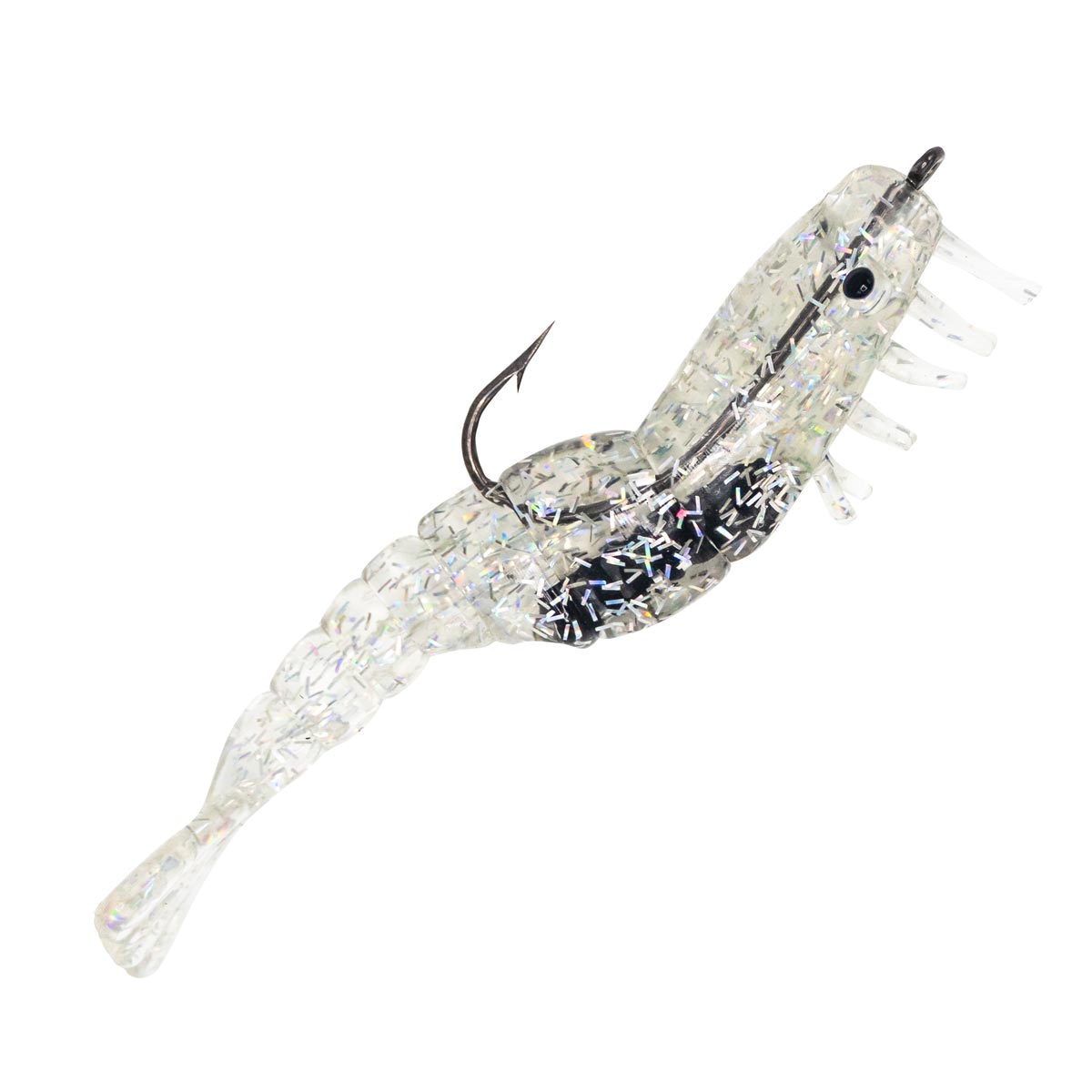 Charlie's Pre-Rigged Shrimp Trio 3/Pk (12 colors to choose from) -  Holographic Silver
