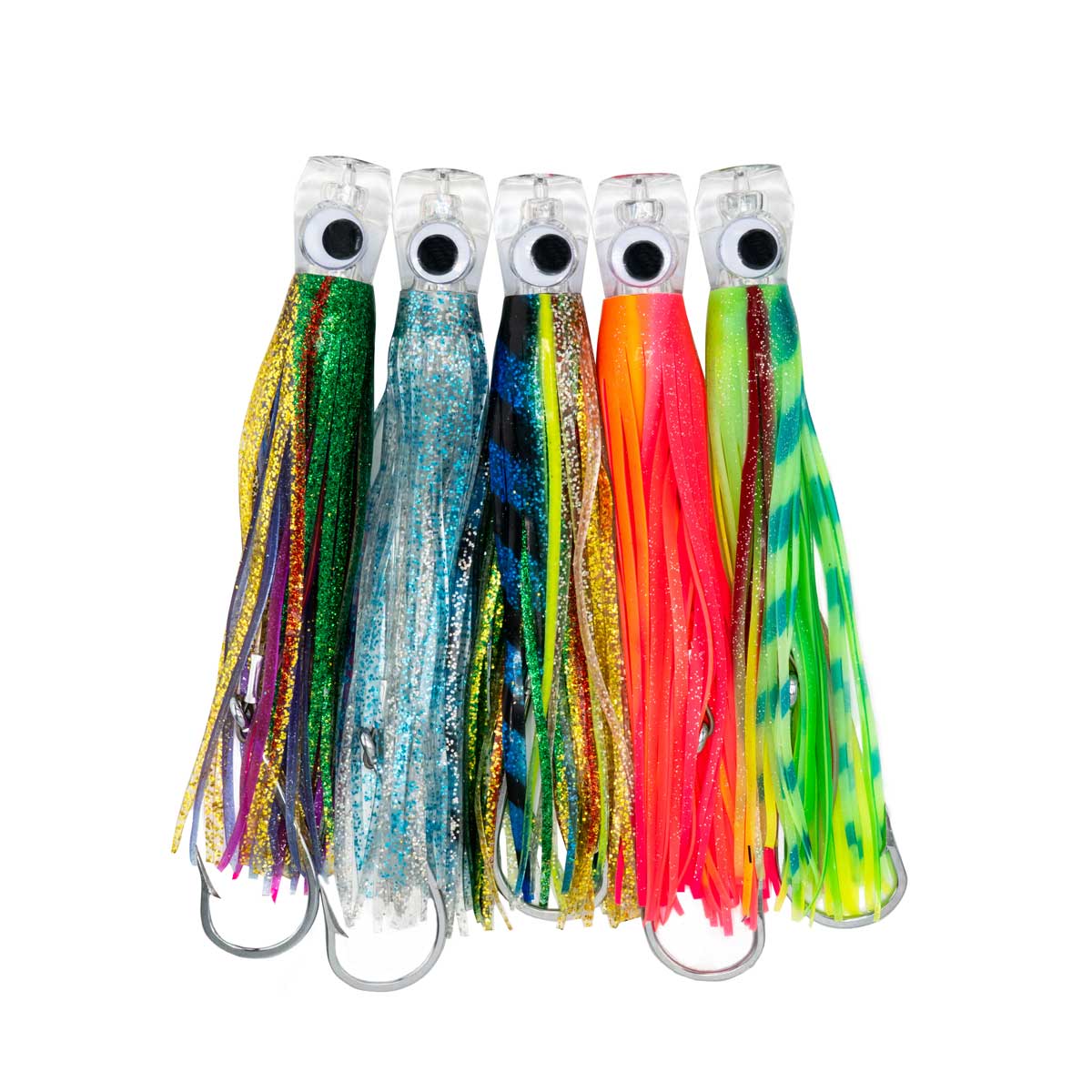 10 Pcs 5 Lead Head Feather Trolling Lure Saltwater Offshore Mahi Big Game  Baits